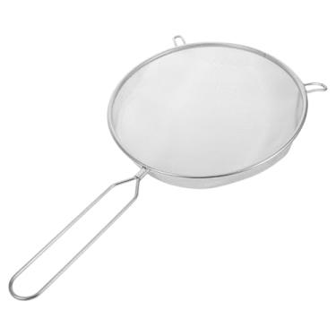 Imagem de Escorredor de macarrão de 25,4 cm coador de malha de aço inoxidável com alça para cozinhar e desnatar coador de cozinha escorredor de metal colher de aço inoxidável coadores de alimentos farinha