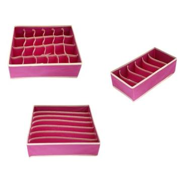 Imagem de Kit 3 Organizadores de Gaveta, Colmeia para Roupas Íntimas, Divisórias para Meias, Cuecas e Calcinhas, Bege (Rosa)