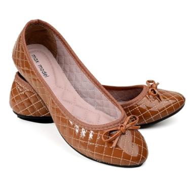 Imagem de Sapatilha feminina adulta bico redondo sola reta confort casual MX55 (CARAMELO VERNIZ, BR, Adulto, Numérico, 37)