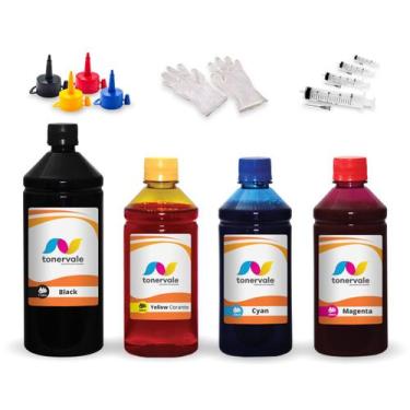 Imagem de Kit 4 Tinta Para Epson L3110 T544120 CMYK 1 Litro Black e 500ml Color 