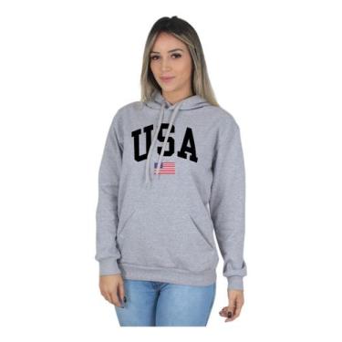 Imagem de Moletom Feminino Blusa De Frio Casual Usa United States - Hs, Cinza, M