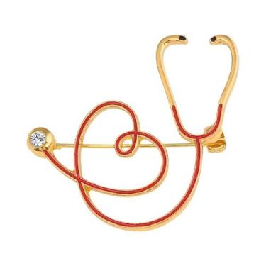 Imagem de Moda série médica metal esmalte broche estetoscópio masculino feminino