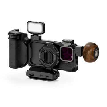 Imagem de Tilta Khronos Ultimate Kit para iPhone 16 Pro | Inclui capa, ventilador de refrigeração, alça Focus PD, painel de LED, hub USB-C, cabo de madeira, suporte SSD, bandeja de filtro, filtros ND (preto