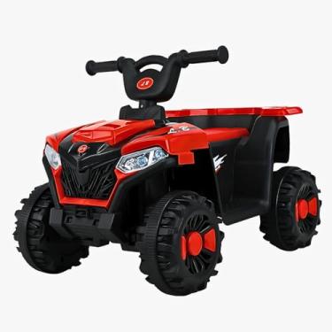 Imagem de Quadriciclo Elétrico Infantil ATV 6V com Farol LED, Som de Motor e Música – Bateria Recarregável – SUporta até 30kg (Vermelho)