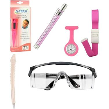 Imagem de Kit De Bolso Enfermagem Termometro Lanterna Garrote Oculos Caneta (ROSA)