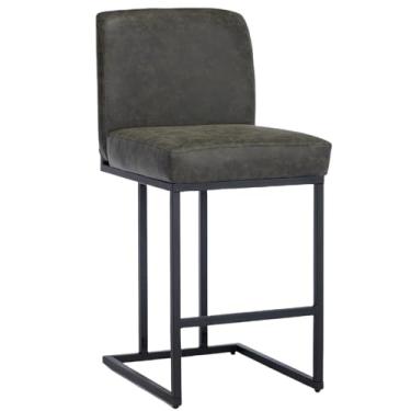 Imagem de GarveeHome Bancos de bar de 61 cm, bancos de bar com altura de balcão com encosto, banquetas modernas de couro PU para ilha de cozinha, cadeira de bar estofada com apoio para os pés com moldura de