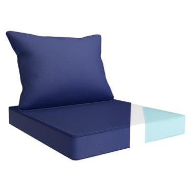 Imagem de YIJIAN HOME Conjunto de almofadas para assento externo 55 x 55 cm, à prova d'água, resistente ao desbotamento, almofadas para móveis de pátio com alça e alças ajustáveis para assento de vime e sofá