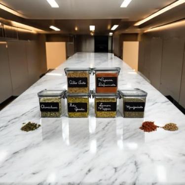 Imagem de Conjunto de 6 Potes Herméticos de Cozinha, 260ml, Tampa com Trava, Transparente, com Etiquetas