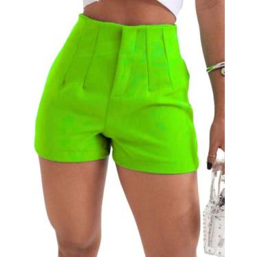 Imagem de Bermuda Em Alfaiataria Básico Feminino Casual Com Bolsos Zíper Frontal