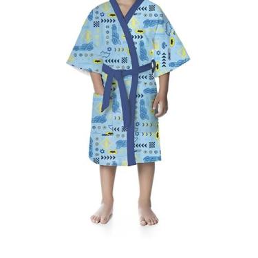Imagem de Roupão de Banho Infantil Batwheels Aveludado Azul Algodão Menino Leppe