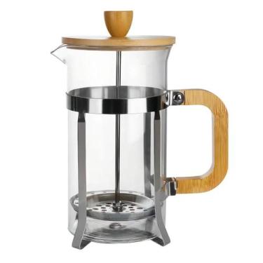 Imagem de Cafeteira Prensa Francesa Vidro 350ml Com Tampa Alça Bambu - Kadê