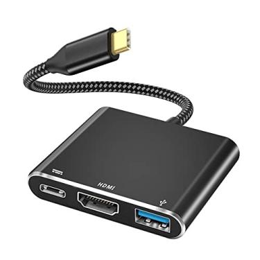 Imagem de Adaptador USB C para HDMI, adaptador multiportas QCEs USB-C Digital AV, vídeo HDMI 4K USB 3.0 100 W, hub de carregamento rápido compatível com iPhone 15, MacBook Pro/Air, iPad, iMac 2022, Galaxy S23