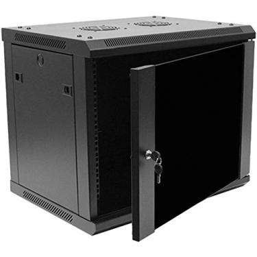 Imagem de NavePoint Suporte de parede 9U Deluxe IT para gabinete de rede de servidor de 48 cm com porta de vidro de bloqueio - Preto