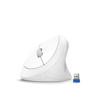 Imagem de TECKNET Mouse sem fio, 5 níveis de DPI ajustáveis, 6 botões, mouse vertical sem fio 4800 DPI, mouse sem fio silencioso de 2,4 G para laptop, PC, Chromebook, Mac - branco claro