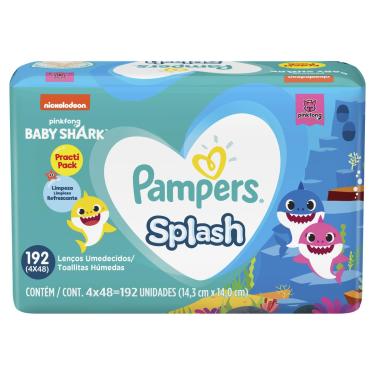 Imagem de Lenço Umedecido Pampers Splash Baby Shark 192 Unidades Len?o Umedecido Pampers Splash Baby Shark 192 Unidades