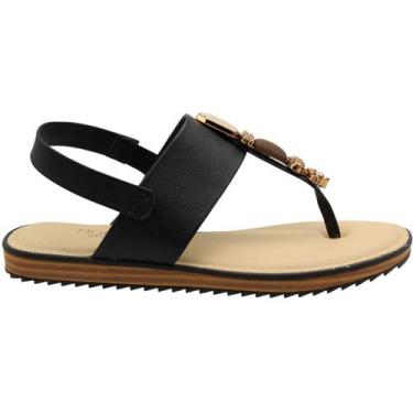 Imagem de Sandália Rasteira Modare Napa Floather Ornamentada, Preto, 37