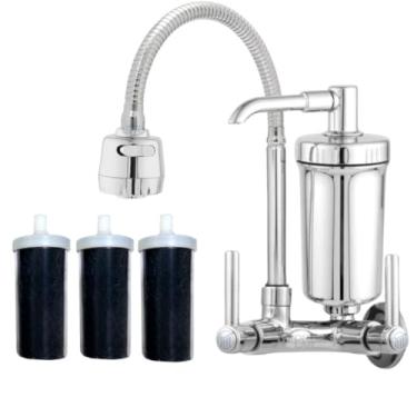 Imagem de Torneira de Cozinha Gourmet com Filtro de Alta PressãO, Grande Suporte de Parede(C/ 3 REFIL P2A)