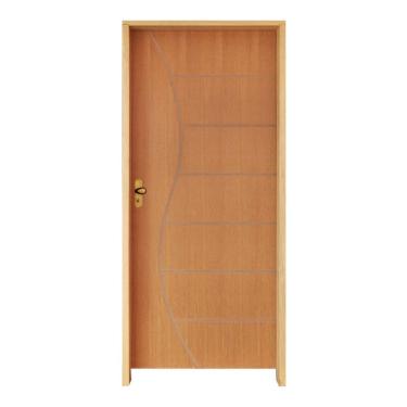 Imagem de Kit Porta De Madeira 210X82Cm Batente 11Cm Fechadura Taco De Golf Externa 12 Imbuia