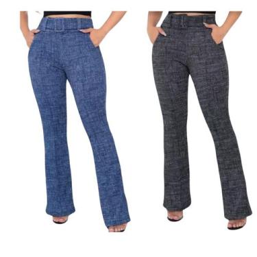 Imagem de Kit c/2 Calças Flare Social Bailarina Bolso na frente Cinto - EMPÓRIO 