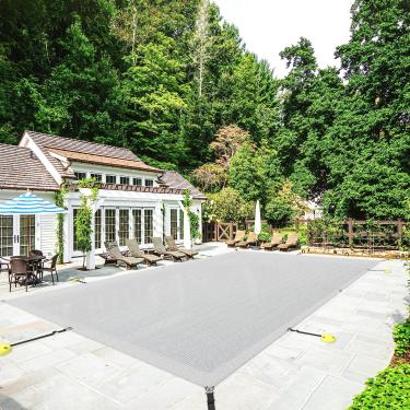 Imagem de Goleray Capas De Piscina 18' X 36' Para Piscinas Enterradas, Segurança Retangulares, Capa Verão E Inverno, Tela Proteção Natação, Móveis Áreas Externas, Cinza Claro