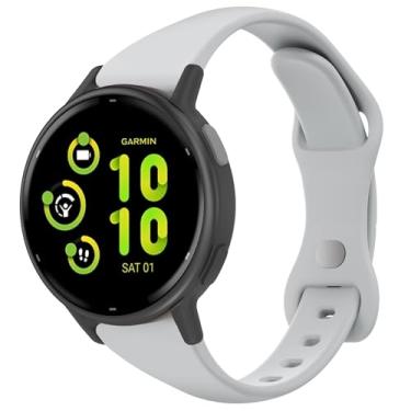 Imagem de Laband Pulseiras de relógio finas de silicone de 20 mm compatíveis com Garmin Vivoactive 6/5/3/3 Music/Forerunner 165/55/645/245, pulseiras de substituição finas e estreitas para Venu/Venu Sq 2