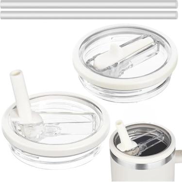 Imagem de Tampa branca creme à prova de vazamento de 850 g para acessórios de copo Stanley com canudo flip, 2 peças de substituição de tampa à prova de derramamento, tampa de copo sem derramamento para Stanley