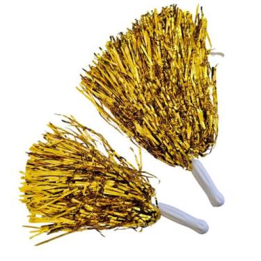 Imagem de Kit 1 par mamãe sacode lider torcida metalizado pompom - sm decora, ou