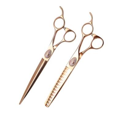 Imagem de SnipStar Professional Pet Grooming Tesouras Conjunto VG10 7,5 polegadas reta corte tesouras e 7 polegadas cão Chunker tesouras 15 dentes, taxa de diluição 65%