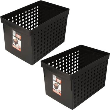 Imagem de 2 Caixas Organizadoras 42x27cm Escritório Arquivo Morto para Pastas Suspensas e Furação Ordene