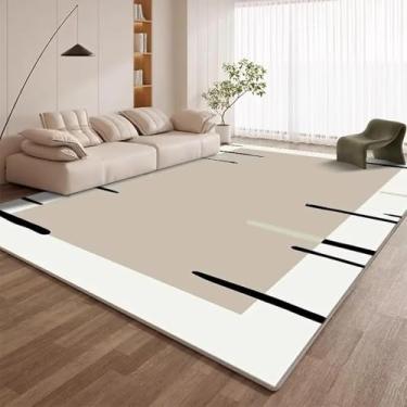 Imagem de Tapete geométrico moderno para sala de estar, decoração de estilo simples, macio, grande, cabeceira de quarto, antiderrapante, lavável (200x200cm 78x78 pol./Pilha de laço - 4)