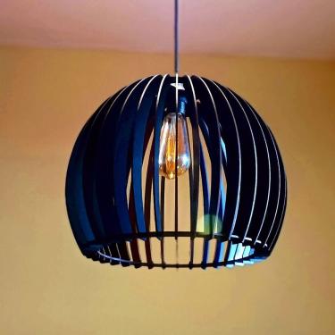 Imagem de Luminária Teto Tipo Pendente Em Mdf Universo Completa - Preta