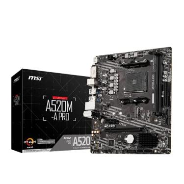 Imagem de MSI Placa-mãe para jogos A520M-A PRO V1 (AMD Ryzen 5000, AM4, DDR4, PCIe 3.0, SATA 6Gb/s, M.2, USB 3.2 Gen 1, DVI/HDMI, Micro-ATX)
