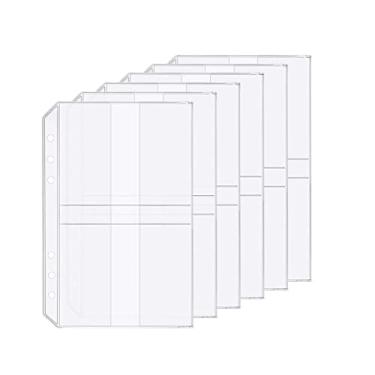 Imagem de 6 pacotes A5 com 6 furos, porta-cartões de visita de plástico, organizador de cartões de visita, porta-cupons, à prova d'água, 6 furos, porta-cartão para organizador pessoal (porta-cartão de nome, A5)