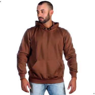 Imagem de Moletom Masculino Canguru Liso com Capuz e Bolso Blusa de Frio Flanela