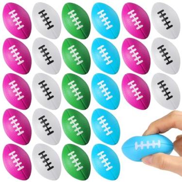 Imagem de Pacote com 30 mini bolas esportivas de futebol americano, mini bola esportiva de espuma, bola esportiva de espuma para recompensa de carnaval, sacos de festa de Natal para presente (azul claro, verde, roxo, branco)