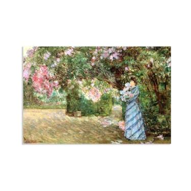 Imagem de Zeichn8u arte de parede em tela frederick childe hassam Mrs Hassam at Villiers-le-Bel Impressão Giclee em tela Pôster de arte impressionista para decoração de escritório doméstico 120 x 80 cm (47 x 31
