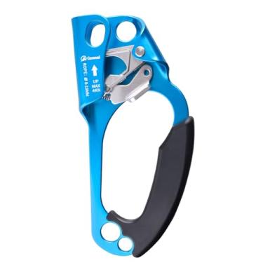 Imagem de Azarxis Corda de escalada de mão para escalada de 8 a 13 mm com cabo ergonômico de liga de alumínio equipamento de rapel ascender para arborista de árvores de rocha (azul - mão direita)