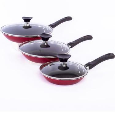 Imagem de Frigideira Ceramica Antiaderente Fogão Cooktop Ind (Sem Tampa,Vermelho)