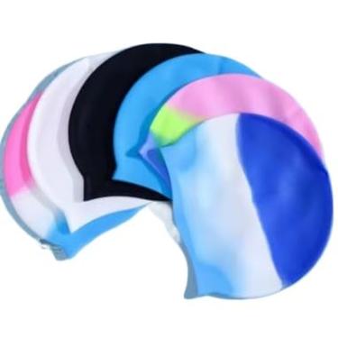 Imagem de Touca NataçãO Adulto，Touca de NataçãO Mergulho HidrogináStica em Silicone(2 unidades,Aleatório liso)