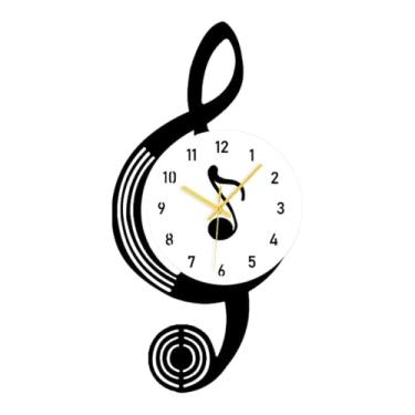 Imagem de Ｂｅｓｇａ Relógio de parede silencioso, sem -taque, ornamento, nota musical, leve, decorativo, pendurado, relógio para banheiro de hotel, sala de estar, Comprimento 30cm