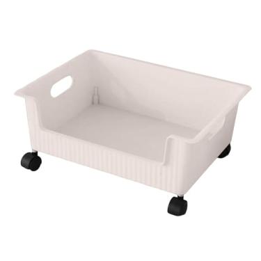 Imagem de AFXGUSD Organizador de Caixa de Armazenamento com Rodas Removíveis, Organizador de Mesa Móvel, Caixa de Arquivo para Armário de Roupas, Armário de Quarto, Branco