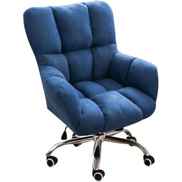 Imagem de Cadeira De Tarefa Ergonômica Com Encosto Ajustável, Cadeira De Mesa De Veludo Para Escritório Em Casa Para Quarto Cadeira Giratória Moderna, Blue