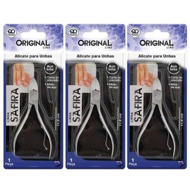 Imagem de Kit 3 Alicate Para Unhas Aço Inox Safira SL0691D - Original