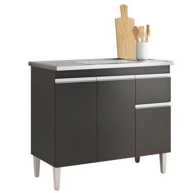 Imagem de Balcão De Pia Tatiane 100cm Preto Fosco - Ajl