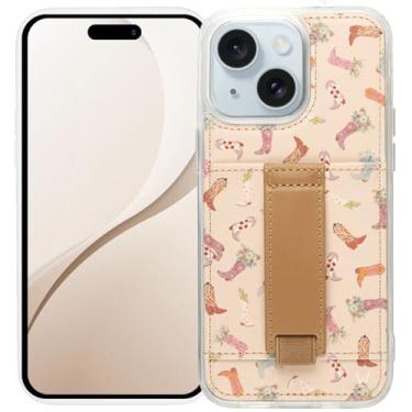 Imagem de Walli Capas para iPhone 14 Plus, carteira estética, porta-cartões, comporta até 2 cartões - capa de telefone bonita e moderna para mulheres, serve para iPhone 14 Plus, com suporte e alça de dedo