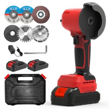 Imagem de ZFULVO Kit De Esmerilhadeira Angular Sem Fio Sem Escova, Mini Ferramenta Elétrica De Esmerilhamento Angular De 28.000 Rpm Com Bateria De 2X21 V 2.000 Mah E 6 Discos De Corte, Esmerilhadeira Cortador