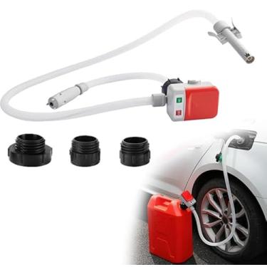 Imagem de Bomba de transferência automática de combustível com parada automática, 9,08 L/min, 3 adaptadores de tanque, alimentada por bateria/USB, mangueira de 129,5 cm - rápida e segura para gás, diesel, óleo