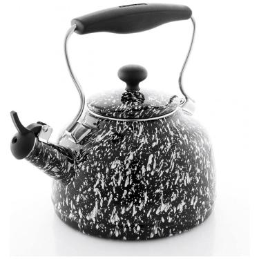 Imagem de Chaleira de Chá Esmaltada Vintage Chantal 1.7 Litros em Aço Inoxidável com Apito, Preto...