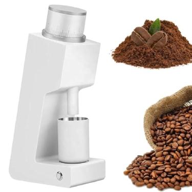 Imagem de Moedor de café elétrico inteligente de 100 W com tecnologia de retenção zero, dispositivo de prensagem de pó como funil de grãos, botão externo contínuo, engrenagem de aço inoxidável, copo dosado