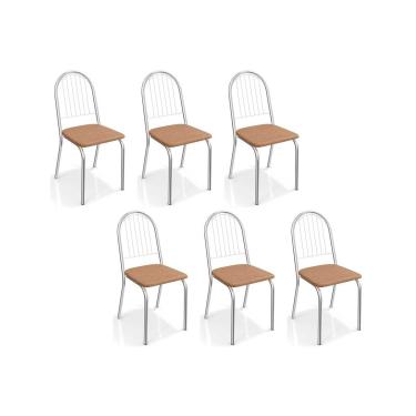 Imagem de Cadeira Sala de Jantar Noruega C077CR Aço Kit 6 Un Cromada/ano Capuccino - Kappesberg